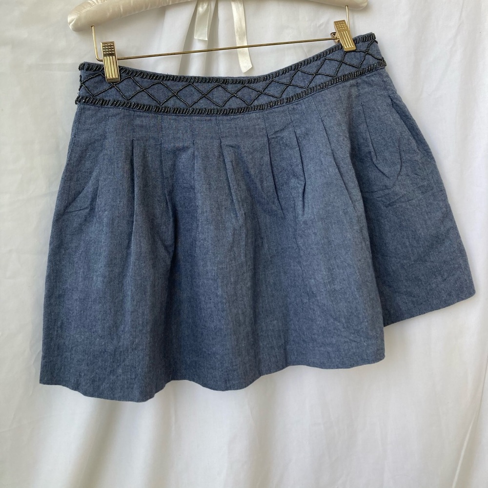 100% Cotton Lined Mini Skirt Peasant Flirty Beaded Forever 21 Boutique Large Lg